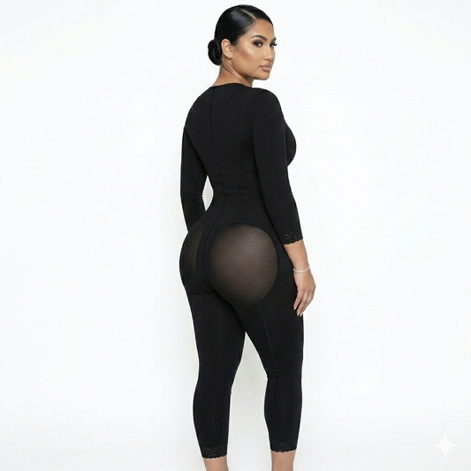 Colombian Full Body Shapewear Bodysuit | Postpartum & Post Surgery | Snatched Waist Tummy Control Long Sleeve
