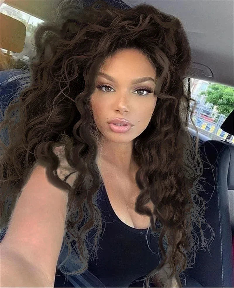 Synthetic Wigs Women Long Hair Ash Blonde Curly Wig Female Natural Wavy Drag Queen Regular Wig 80s Brown Ombre Wigs for Girls