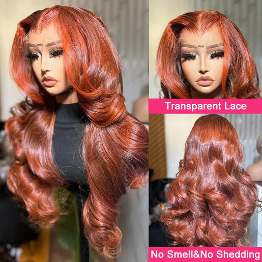 13x6 HD Lace Front Human Hair Wig Reddish Brown Deep Wave Pre-Plucked Wig for Women