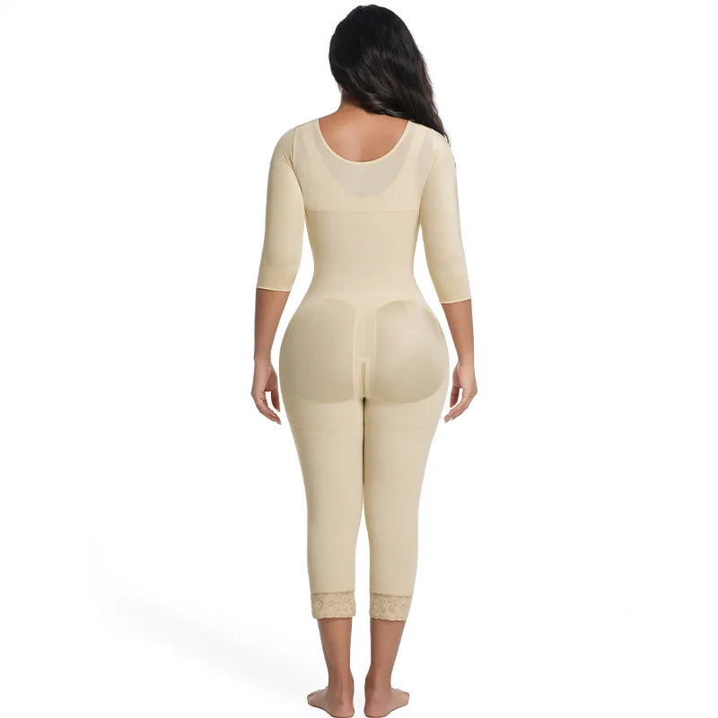 Women's Shapewear Bodysuit Zipper Mid Sleeve Tightening Enhanced Abdomen Hip Lifting Body Sculpting Underwear Breathable Poly...