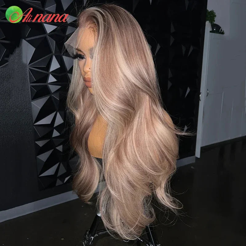 Highlight Ash Blonde Colored HD 13X4 Lace Front Wig Bleach Knots Pre-Plucked 5X5 Lace Closure Wig Human Hair Wigs For Women
