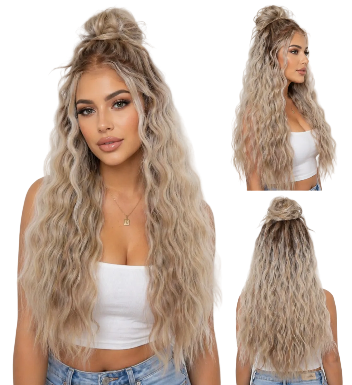Luxury Lace Front Wig Water Wave Heat Resistant Synthetic Wig Custom Colors Available 18-26 Inch