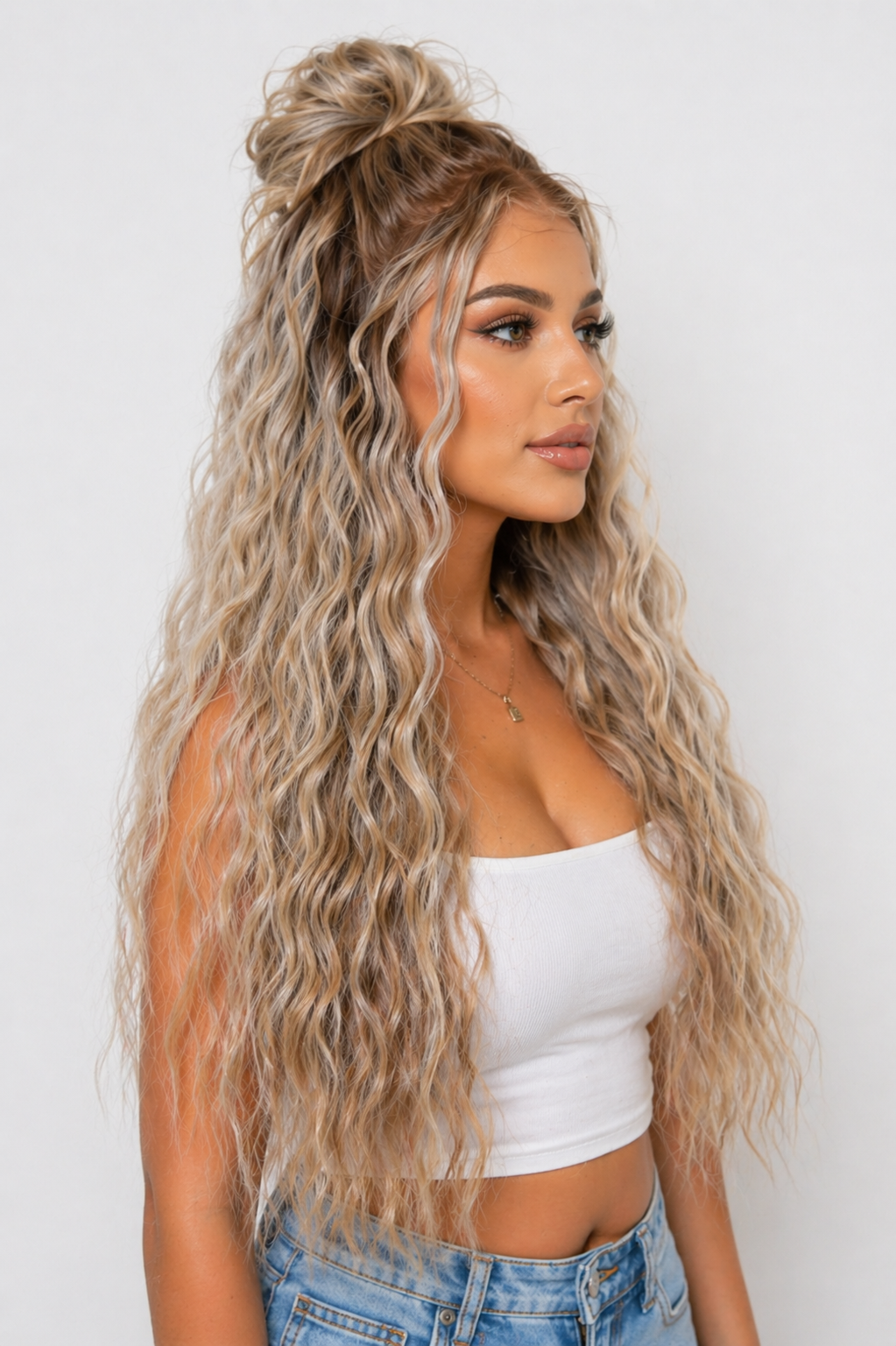 Luxury Lace Front Wig Water Wave Heat Resistant Synthetic Wig Custom Colors Available 18-26 Inch