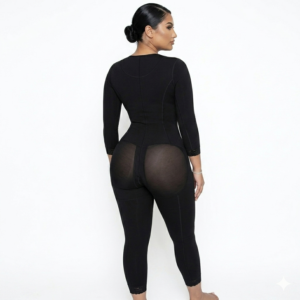 Colombian Full Body Shapewear Bodysuit | Postpartum & Post Surgery | Snatched Waist Tummy Control Long Sleeve