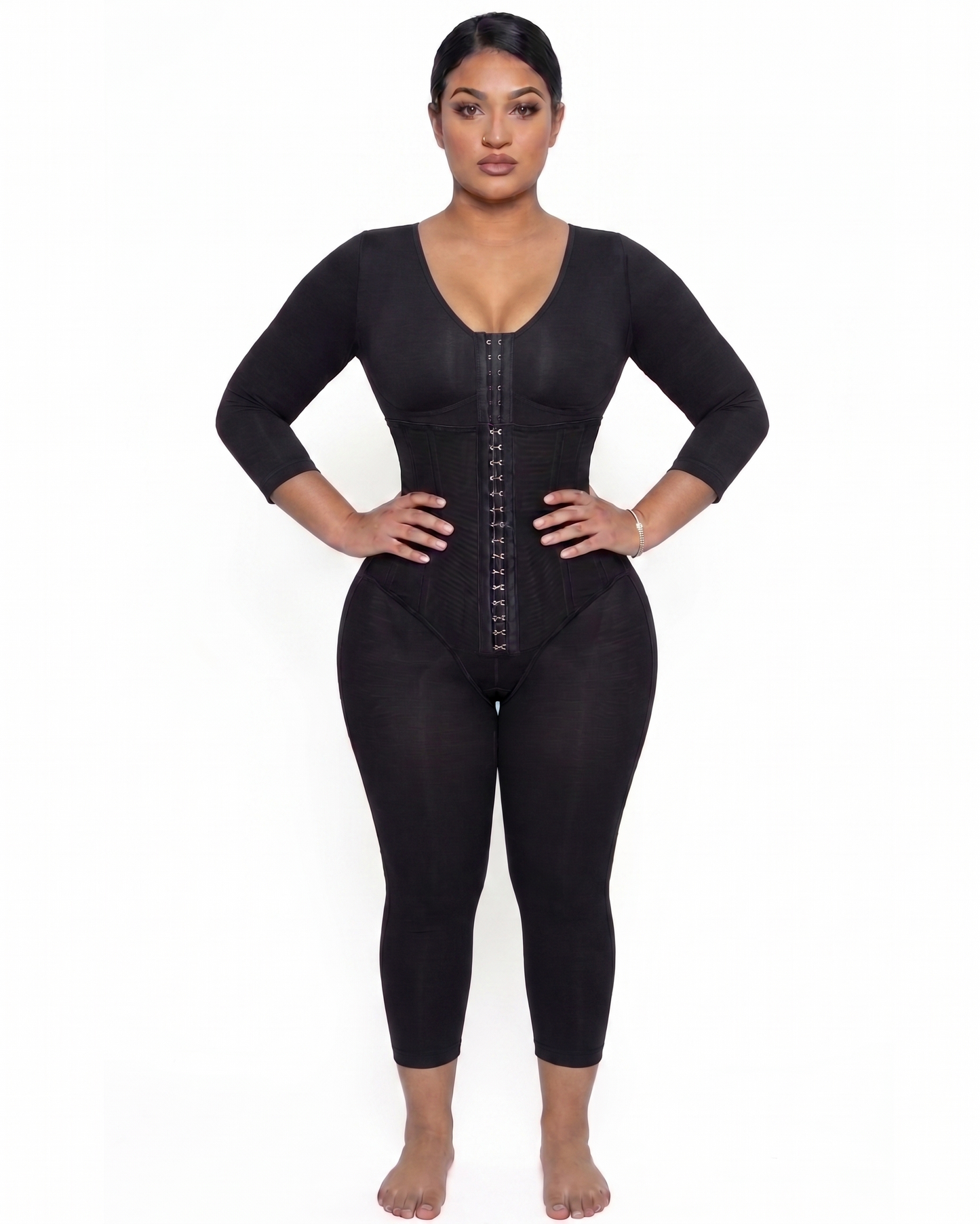 Colombian Full Body Shapewear Bodysuit | Postpartum & Post Surgery | Snatched Waist Tummy Control Long Sleeve