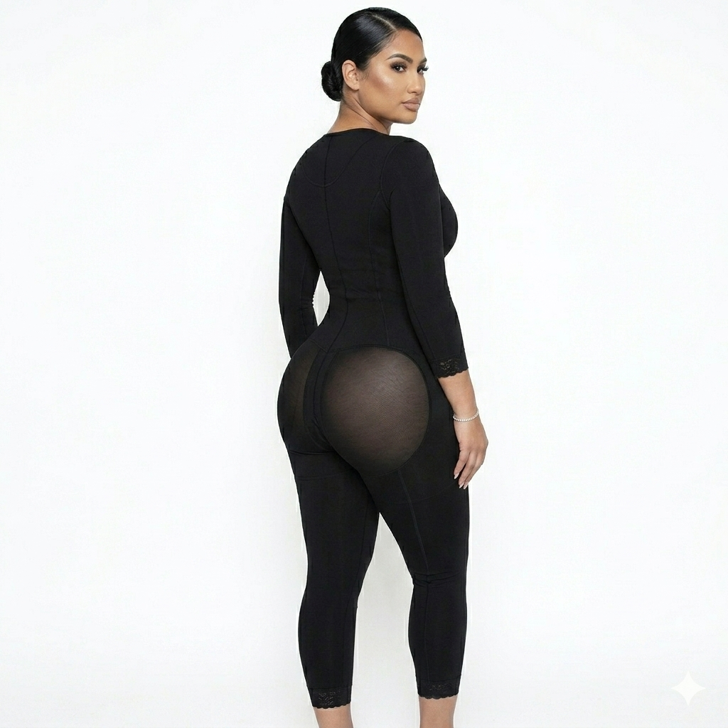 Colombian Full Body Shapewear Bodysuit | Postpartum & Post Surgery | Snatched Waist Tummy Control Long Sleeve