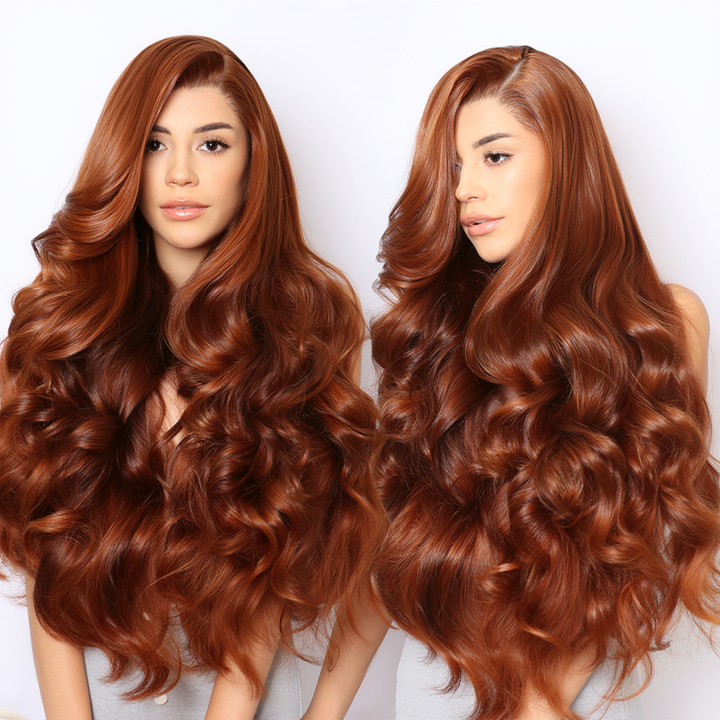 13x6 HD Lace Front Human Hair Wig Reddish Brown Deep Wave Pre-Plucked Wig for Women