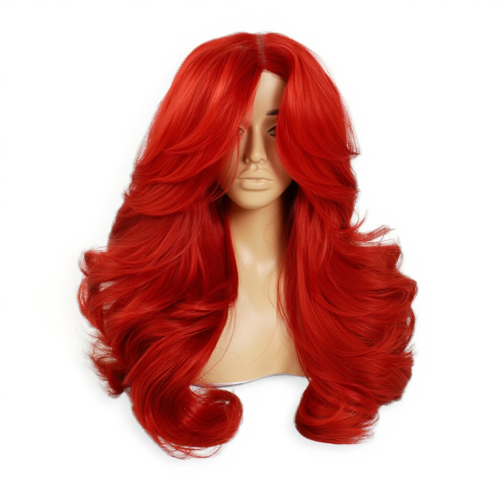 Red HD Lace Front Body Wave Wig – Premium Blend 70% Human Hair, Pre-Plucked 13x4 Lace