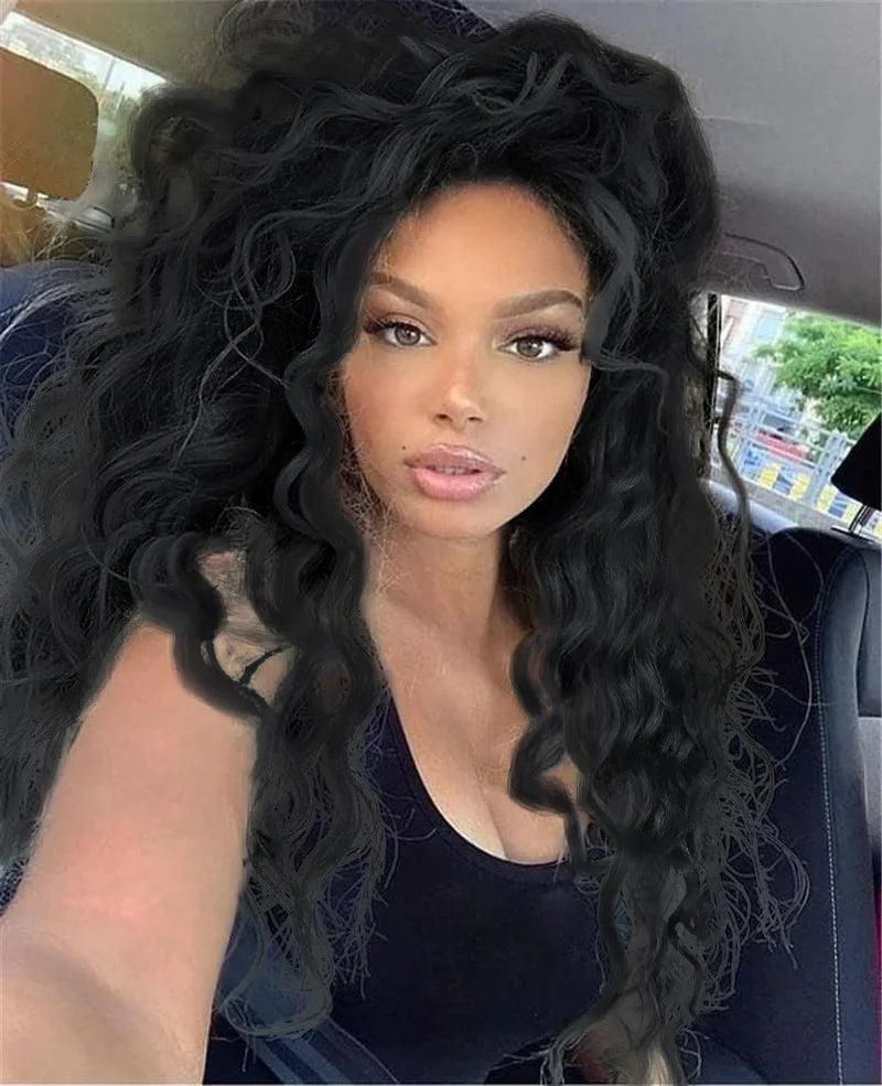 Synthetic Wigs Women Long Hair Ash Blonde Curly Wig Female Natural Wavy Drag Queen Regular Wig 80s Brown Ombre Wigs for Girls