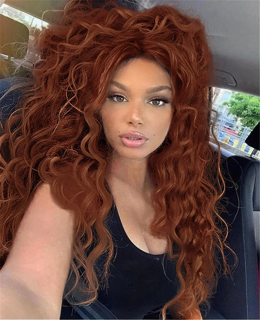 Synthetic Wigs Women Long Hair Ash Blonde Curly Wig Female Natural Wavy Drag Queen Regular Wig 80s Brown Ombre Wigs for Girls