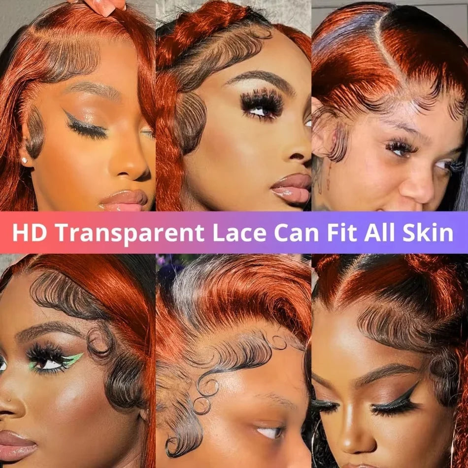 Highlight Ombre Orange Body Wave 13x6 Lace Front Wigs Human Hair 13x4 Hd Lace Frontal Wigs Brazilian Pre Plucked Wigs For Women