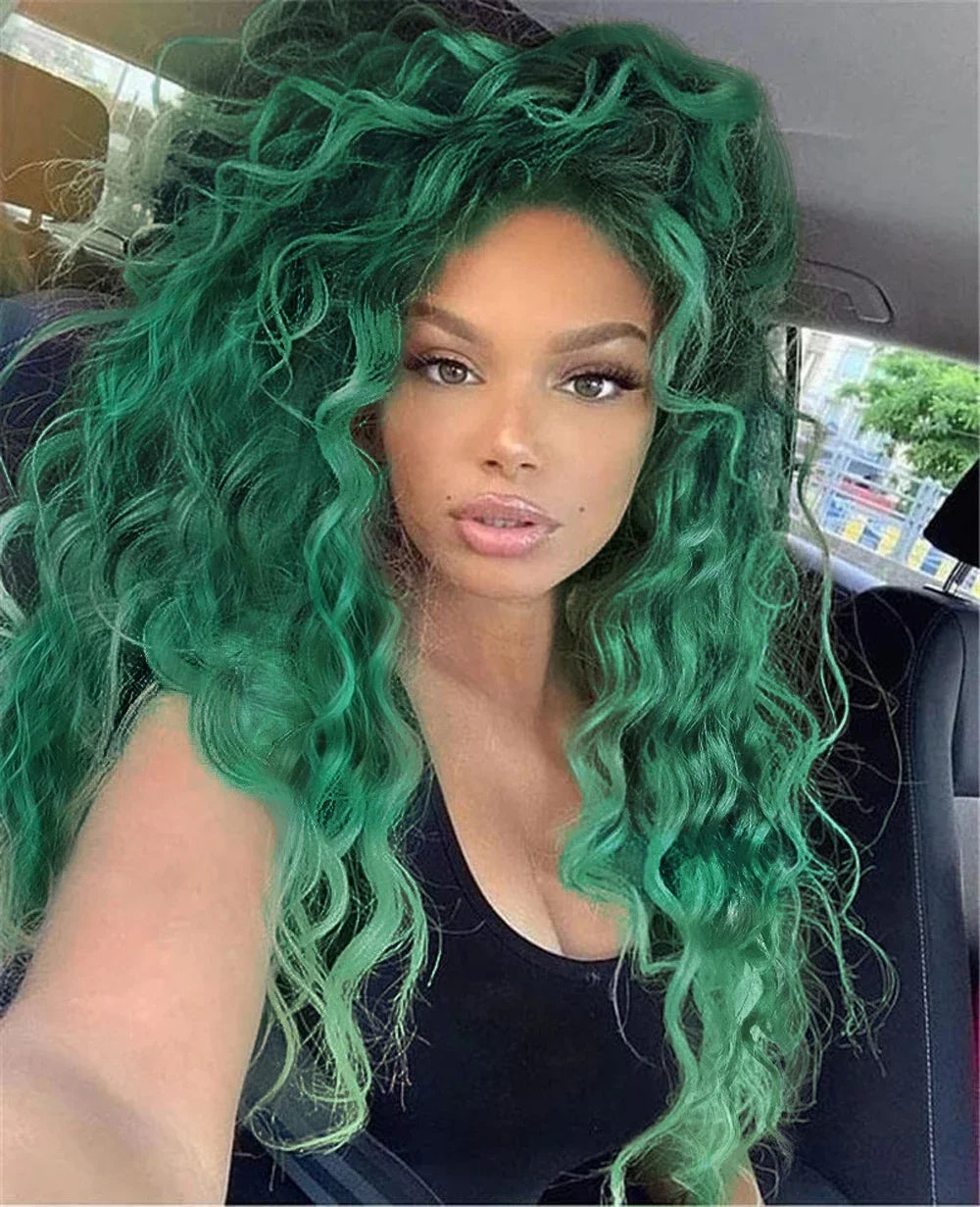 Synthetic Wigs Women Long Hair Ash Blonde Curly Wig Female Natural Wavy Drag Queen Regular Wig 80s Brown Ombre Wigs for Girls
