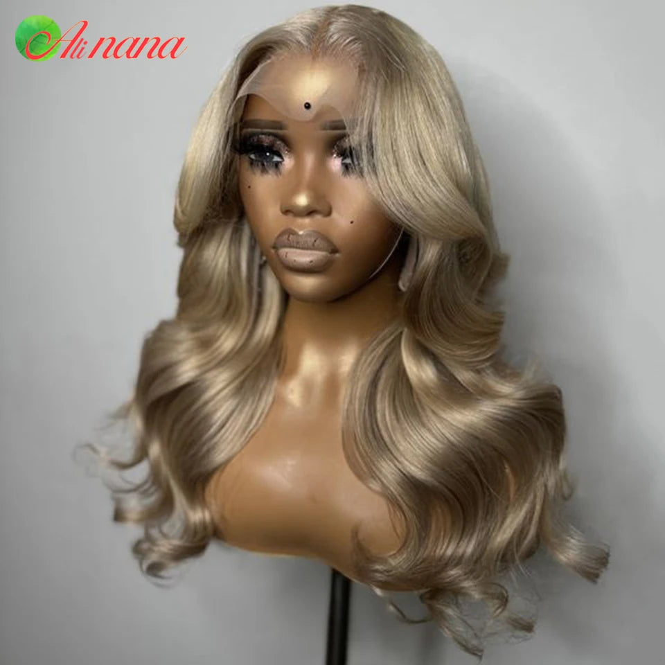 Highlight Ash Blonde Colored HD 13X4 Lace Front Wig Bleach Knots Pre-Plucked 5X5 Lace Closure Wig Human Hair Wigs For Women