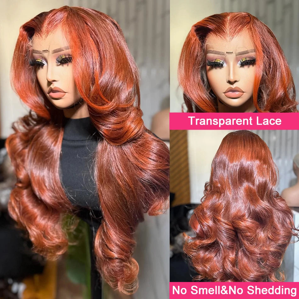 13x6 HD Lace Front Human Hair Wig Reddish Brown Deep Wave Pre-Plucked Wig for Women