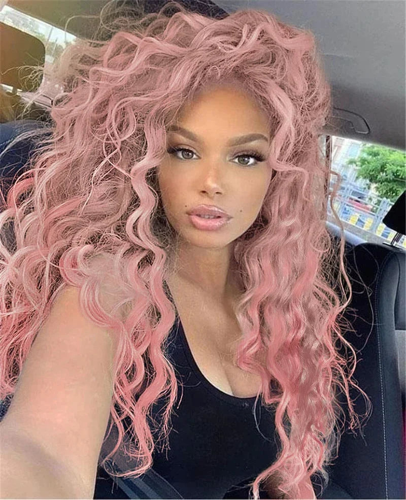 Synthetic Wigs Women Long Hair Ash Blonde Curly Wig Female Natural Wavy Drag Queen Regular Wig 80s Brown Ombre Wigs for Girls