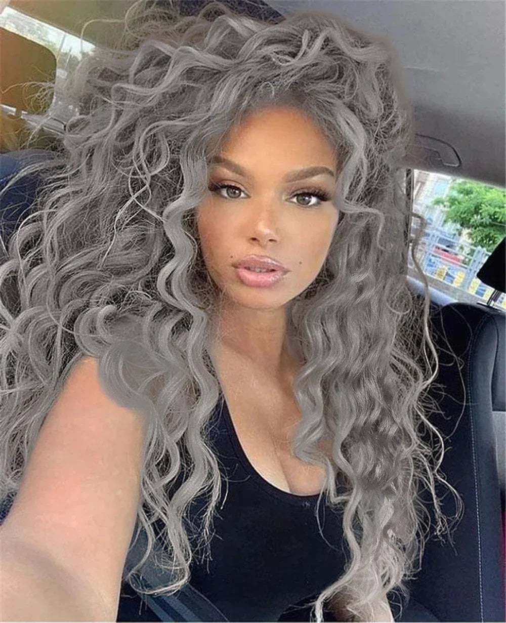 Synthetic Wigs Women Long Hair Ash Blonde Curly Wig Female Natural Wavy Drag Queen Regular Wig 80s Brown Ombre Wigs for Girls