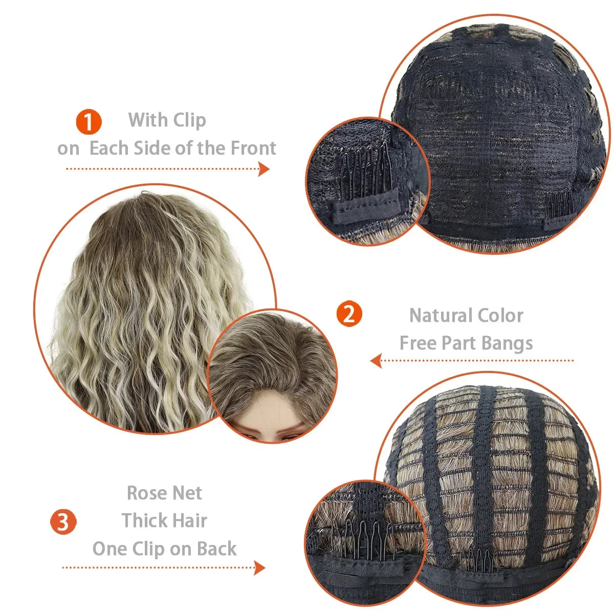 Synthetic Wigs Women Long Hair Ash Blonde Curly Wig Female Natural Wavy Drag Queen Regular Wig 80s Brown Ombre Wigs for Girls