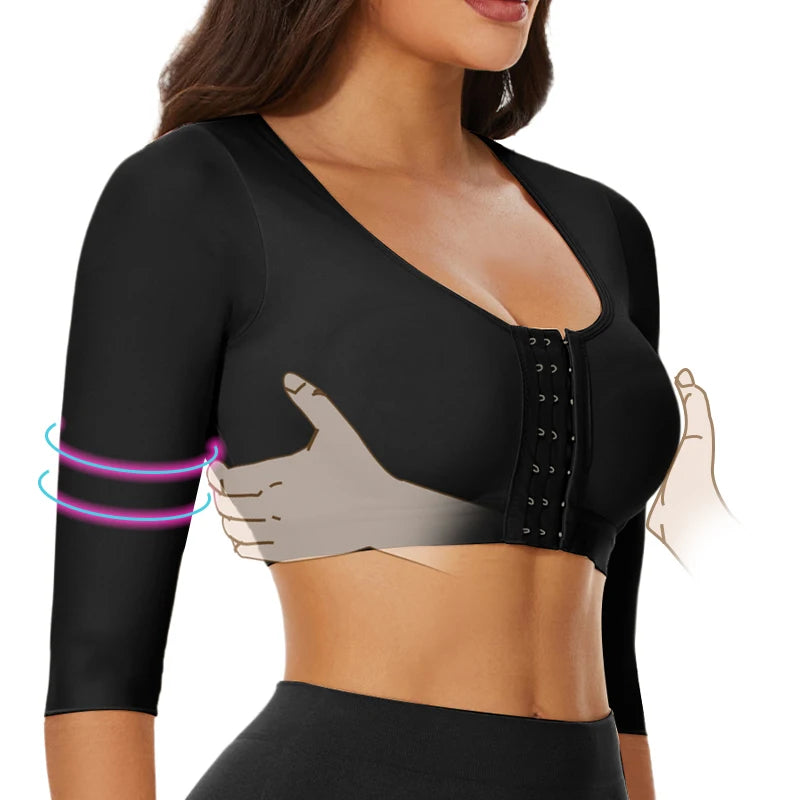 Upper Arm Shaper Sleeve Compression Top Women Push Up Breast Post Surgery Front Closure Bra Shapewear Back Support Cropped Tops