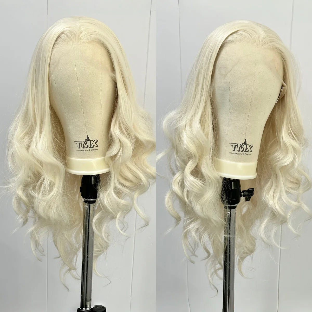 Long Blonde Curly Wavy Synthetic Loose Body Wave Lace Front Wigs for Women Free Part Ash Blonde Natural Looking Heat Resisant