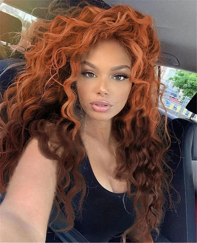 Synthetic Wigs Women Long Hair Ash Blonde Curly Wig Female Natural Wavy Drag Queen Regular Wig 80s Brown Ombre Wigs for Girls