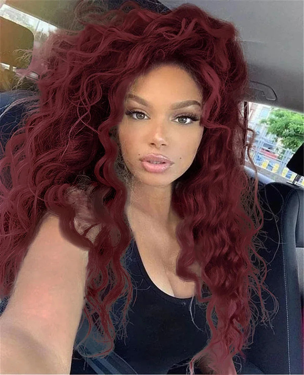 Synthetic Wigs Women Long Hair Ash Blonde Curly Wig Female Natural Wavy Drag Queen Regular Wig 80s Brown Ombre Wigs for Girls