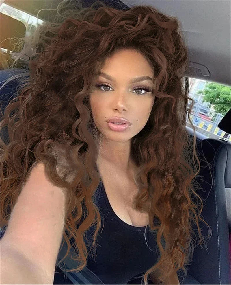 Synthetic Wigs Women Long Hair Ash Blonde Curly Wig Female Natural Wavy Drag Queen Regular Wig 80s Brown Ombre Wigs for Girls