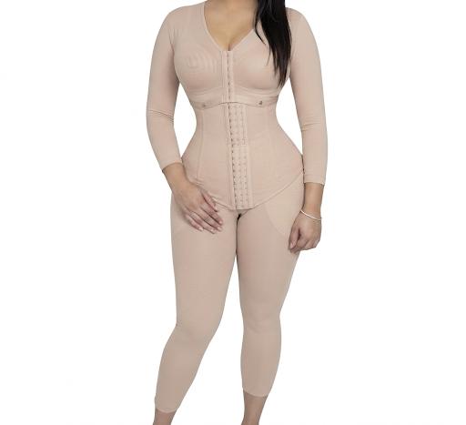 Colombian Full Body Shapewear Bodysuit | Postpartum & Post Surgery | Snatched Waist Tummy Control Long Sleeve