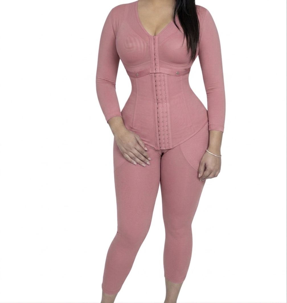 Colombian Full Body Shapewear Bodysuit | Postpartum & Post Surgery | Snatched Waist Tummy Control Long Sleeve